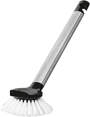 Produktbild von Spülbürste mit Edelstahlgriff und Nylonborsten, 27 cm, Silber/Schwarz