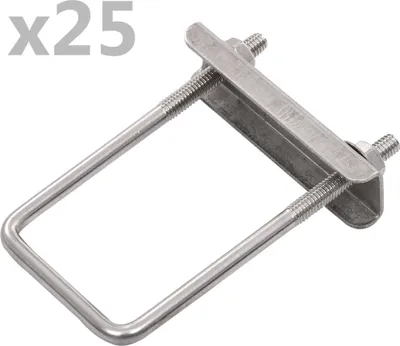 Image de Etrier en U pratique pour poteaux de clôture 25 sets 60 x 40 mm |Accessoires pour clôtures 3155178