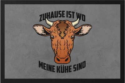 Produktbild von Zuhause Ist Wo Meine Kühe Sind Fußmatte Kuh-Fans Kuh-Liebhaber Milchkuh Landwirt Geschenkidee