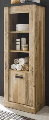 Produktbild von Badezimmer Regal "Stove" in Used Wood hell und anthrazit 51 x 146 cm