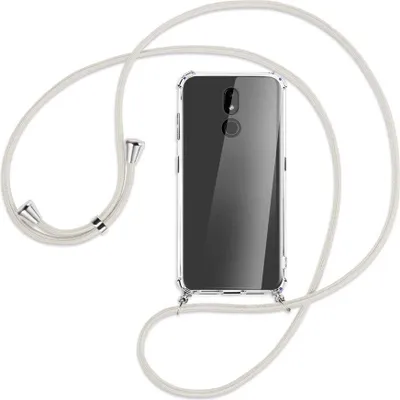 Produktbild von Handykette Backcover-Schutzhülle mit Band (Metall silberfarben) für Nokia 3.2 32GB - broken white