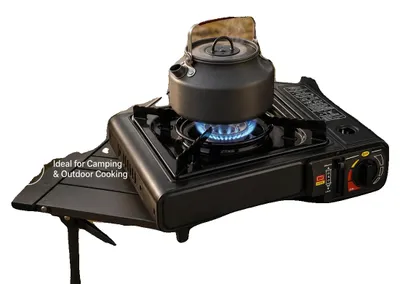 Productafbeelding van Gasfornuis, 2400 Watt vermogen, compact ontwerp, één brander, geschikt voor buitengebruik, voorzien van een automatische uitschakelfunctie