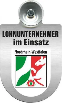 Produktbild von Einsatzschild mit Saugnapf - Lohnunternehmer im Einsatz - incl. Regionenwappen 393824 Color - Region Nordrhein-Westfalen