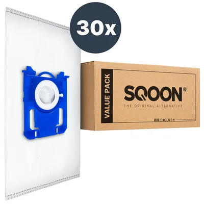 Productafbeelding van SQOON® - Stofzuigerzakken geschikt voor Philips/AEG Standard Bag 3-D - Model GR201S / E200S / FC8021 - 30 stuks voordeelverpakking