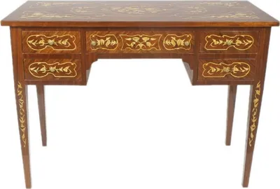 Produktbild von Casa Padrino Barock Schreibtisch Braun / Gold 120 x 60 x H. 80 cm - Handgefertigter Massivholz Bürotisch mit 5 Schubladen - Büro Möbel im Barockstil