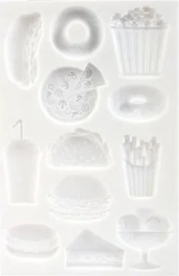 Produktbild von Silikonform für Polymerteig - Junk Food - 20 x 13 cm