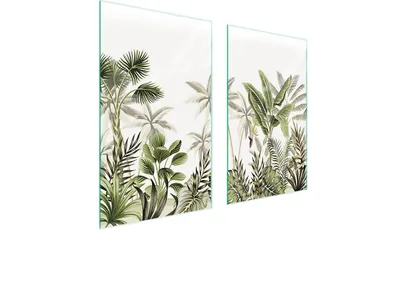 Immagine prodotto di Piastre copri fornelli 2 pezzi 75x52 Vetroceramica copri piano cottura vetro tagliere fogliame verde