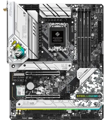 Productafbeelding van ASRock Z790 Steel Legend WiFi - Moederbord - ATX - LGA1700-socket - Z790-chipset - USB 3.2 Gen 1, USB 3.2 Gen 2, USB-C 3.2 Gen2, USB-C 3.2 Gen 2x2 - Bluetooth, 2.5 Gigabit LAN, Wi-Fi - Geïntegreerde grafische kaart (CPU vereist)