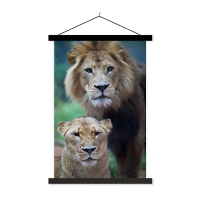 Produktbild von MuchoWow® Textilposter Porträt - Löwe 40x60 cm mit schwarzem Rahmen - Wanddekorationen