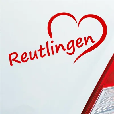 Produktbild von Auto Aufkleber Reutlingen Herz Stadt City Love Liebe 15,5x8 cm Rot Sticker Heckscheibenaufkleber