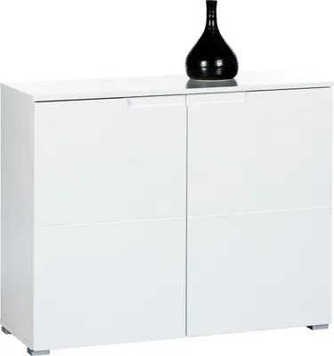 Produktbild von Kommode - Weiß matt - Weiß Hochglanz - B 100 cm - 2 Türen