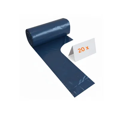 Image de Sacs poubelle RyanPack Profi avec poignées, en PEHD, 70 x 110 cm, 400 pièces (20 x 20), bleu foncé, qualité industrielle pour usage professionnel