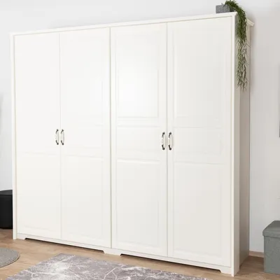 Produktbild von Kleiderschrank Weiß 225x251x58 cm, Drehtürenschrank