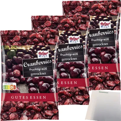 Produktbild von Hofgut Cranberries 3er Pack (125g Beutel) + usy Block