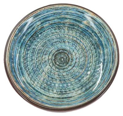 Produktbild von Kaladia Keramik Teller braun/blau - handbemalte Teller mit schönem Dekor - Reibeteller- spülmaschinenfest - Spain