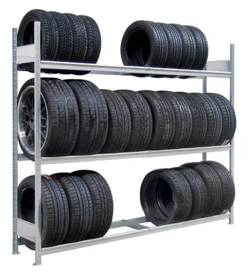Produktbild von Reifenanbauregal 2750x2500x400 mm - 4 Ebenen à 2500 mm, verzinkt