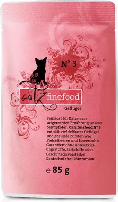 Produktbild von Catz finefood N° 3, Adult, Geflügel, 85 g, Getreidefrei, Ohne Soja, Ohne künstliche Farbstoffe