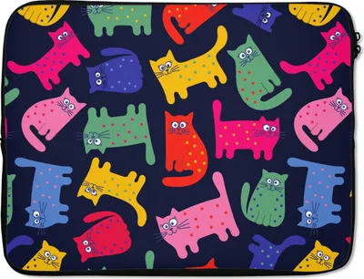 Produktbild von MuchoWow® Laptop Hülle 15 Zoll Muster - Katze - Regenbogen - Rosa - Mädchen - Kinder - Kind Laptoptasche - Laptoptasche - Sleeve - Rundum-Schutz
