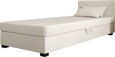 Produktbild von AURA SOFA Boxspringbett ALF 80x195 Komplett-Set mit Bonell Matratze, Polsterbett mit Bettkästen - Hellbeige, MONOLITH 02