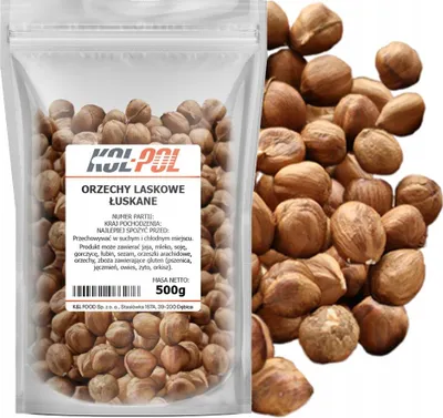 Zdjęcie produktu dla ORZECHY LASKOWE 500g Łuskane naturalne duże świeże wysoka jakość Kol-Pol