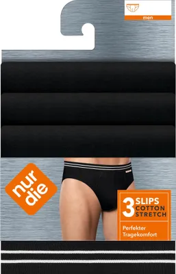 Produktbild von NUR DER Slip 3-Pack Baumwolle Stretch - schwarz - Größe 5 | M | 50