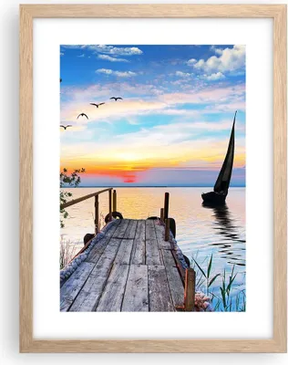 Produktbild von Gerahmtes Poster - Rahmen in heller Eiche - Brücke See - 30x40 cm - Wand Bild - Wanddeko - Wandbilder - Kunstposter - Wandposter - Bilderrahmen - Bilder - Kunstdruck - Wandbild - P2NPA30x40-4115