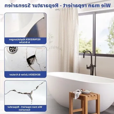 Reparaturset für Waschbecken, Keramik und Weiß, wasserdichte Emaille-Reparatur, für Fliesen und Sanitär, farblich anpassbar