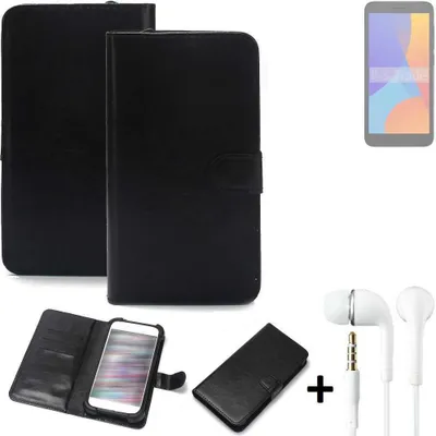 Produktbild von K-S-Trade Wallet Case Handyhülle kompatibel mit Alcatel 1 (2021) Schutzhülle Flip cover Flipstyle Tasche Hülle Flipcover Slim Bumper schwarz + in