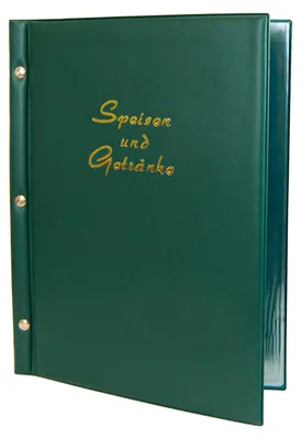 Produktbild von 1x Speisekarte (PVC) "Speisen und Getränke" dunkelgrün 8 Seiten A4