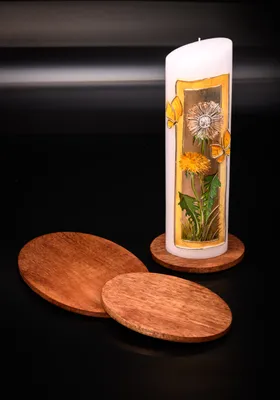 Produktbild von Dekoteller, Kerzenteller Holz Dunkel oval 10 x 8 cm für Ovalkerzen