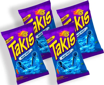 Produktbild von Takis Chips Box - 4x Takis Blue Heat 92g - Chips Grosspackung Chips scharf (Pack von 4) - Blaue Takis
