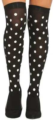 Produktbild von Overknee-Strümpfe schwarz-weiß mit Punkten für Damen