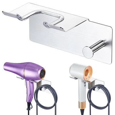 Produktbild von Föhnhalter Ohne Bohren, Fön Halterung, Fönhalter Wand Ohne Bohren Metall, Selbstklebend Haartrocknerhalter, Föhnhalter Wandhalterung, Fönhalterung