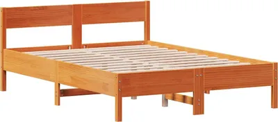 Produktbild von vidaXL Massivholzbett ohne Matratze Wachsbraun 160x200 Kiefernholz