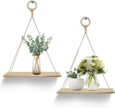 Immagine prodotto di Moderni galleggianti in legno per decorazioni da parete, set da 2 pezzi in legno naturale