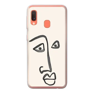 Produktbild von MuchoWow® Handyhülle Schutzhülle Hülle für Samsung Galaxy A20e Gesicht - Augen - Strichzeichnung Silikon Softcase Handy Hülle - Abdeckung