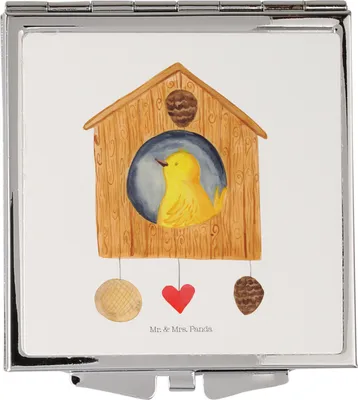 Produktbild von Mr. & Mrs. Panda Schminkspiegel Vogelhaus Home - Weiß - Geschenk, Sweet, Vogel, Taschenspiegel, Kleiner Spiegel, Umzug, Lustige Sprüche, Handtaschenspiegel, Haus