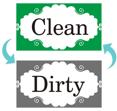 Vaatwassermagnet Clean Dirty Schild, doppelseitig, 9 x 5 cm