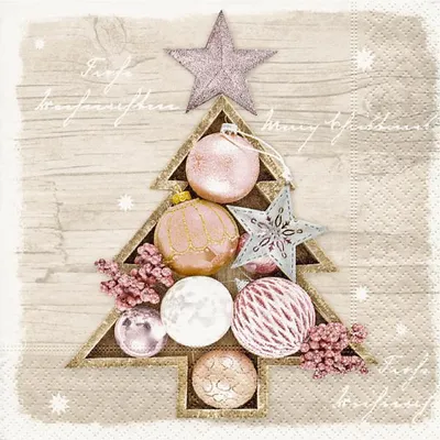 Produktbild von PAPER+DESIGN 600266 Paper+Design Weihnachts Lunchservietten "Eingerahmte Kugeln" - 33 x 33 cm