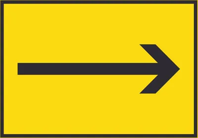 Produktbild von Richtungspfeil rechts Schild waagerecht schwarz gelb Pfeil A6 Rückseite selbstklebend