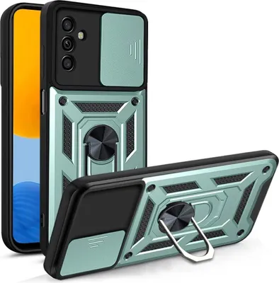 Produktbild von Galaxy M52 5G Hülle mit 360° Drehbarer Magnetische Ring Ständer Halter Dia Kameraschutz TPU Bumper Silikon Schutzhülle für Samsung Galaxy M52 5G Grün