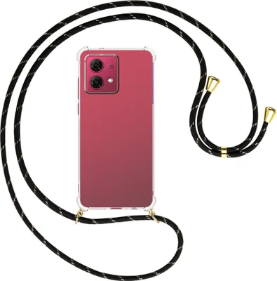 Produktbild von Handykette Backcover-Schutzhülle mit Band (Metall goldfarben) für Motorola Moto G84 5G (6.5'') - schwarz/gold