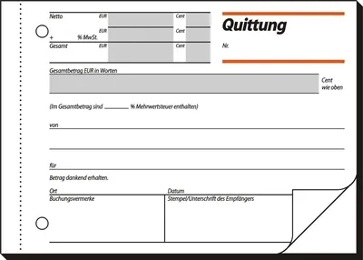 Produktbild von Formularbuch Quittung A6 VE=10x2x50 Blatt