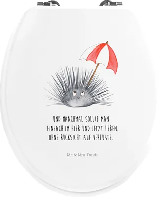 Produktbild von Mr. & Mrs. Panda Toilettendeckel Seeigel - Weiß - Geschenk, Lebe, WC Deckel, Achtsamkeit, Leben, Sitz, Selbstliebe, klo, Selbstakzeptanz, holz toilettensitz, Meer, Brille