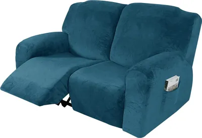 Obrázek produktu pro 6 kusů sametového strečového lehátka Pohovka Slipcovers Cover Nábytek Protector pro 2 místný gauč, modrý