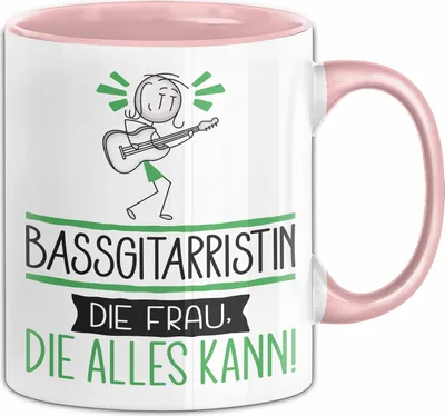 Produktbild von Bassgitarristin Geschenk Tasse Becher Die Frau Die Allen Kann Geschenkidee für eine Bassgitarristin Lustig (Rosa)