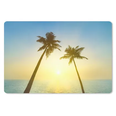 Produktbild von MuchoWow® Schreibtischunterlage Strand - Sonnenuntergang - Palmen 60x40 cm - XXL Mauspad - Großes Mauspad