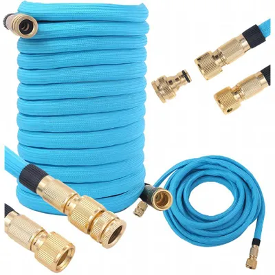Produktbild von Umfangreicher, flexibler Gartenschlauch 6,8–15 m, 1/2- und 3/4-Zoll-Anschlüsse, robuste