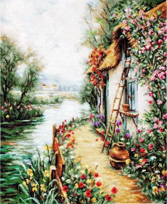 Image de Luca-S set point de croix "Le long de la rivière", motif à compter, 28x24cm