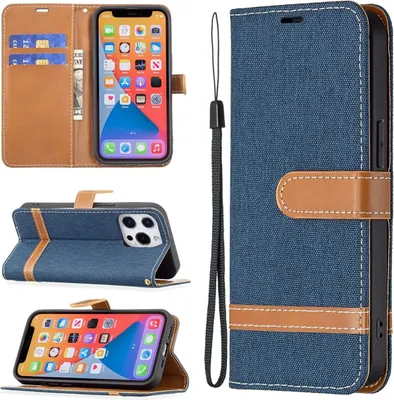 Produktbild von König Design Hülle kompatibel mit Apple iPhone 13 Kunstleder Handyhülle - Handy Case Blau